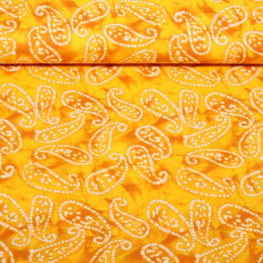 Voile de coton - Batik Abstrait Jaune Voile de coton - Batik Abstrait Jaune