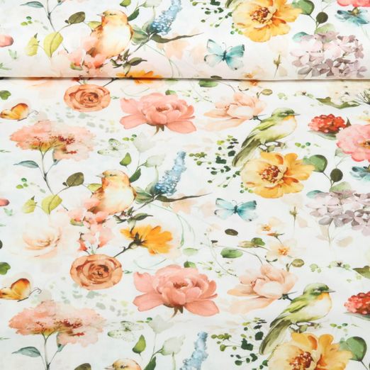 Coton tissé - Impression numérique de roses Coton tissé - Impression numérique de roses