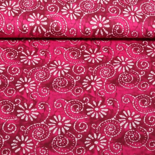 Baumwoll-Voile - Batik Blumen Pink