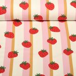 Jersey - Rayures de fraises Ecru Jersey - Rayures de fraises Ecru