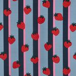 Dżersej - Strawberries stripes denim blue