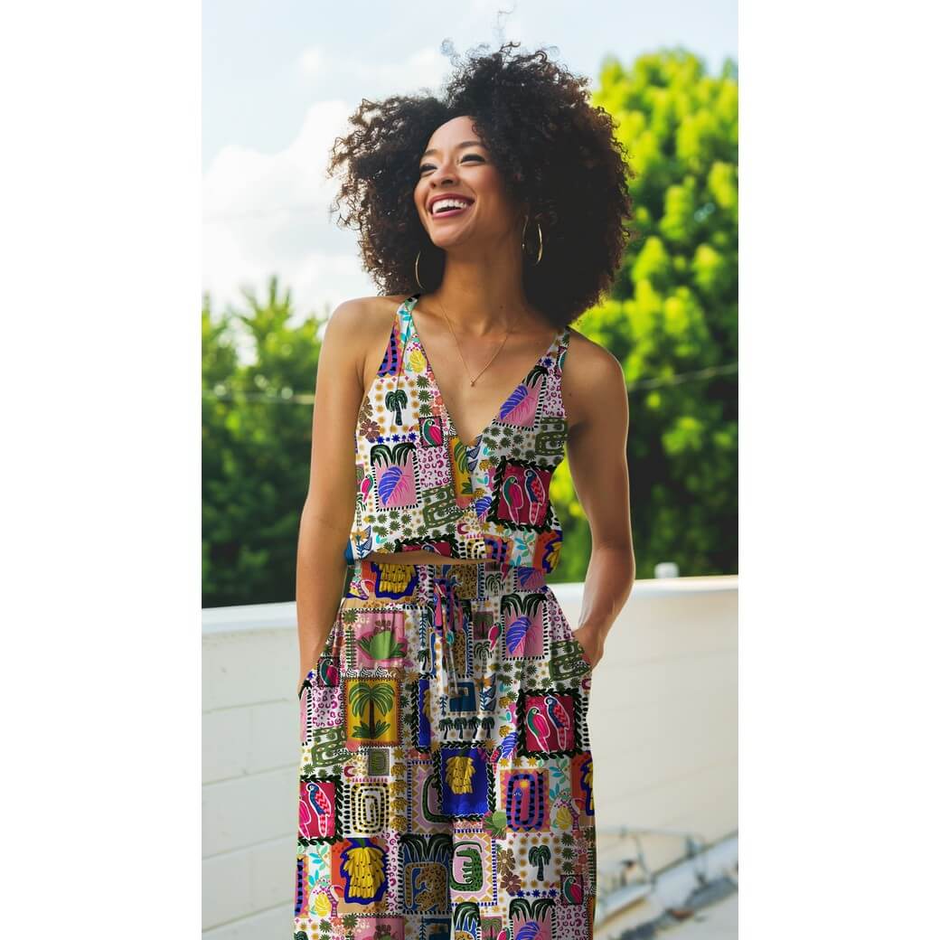 Satin de coton - Impression numérique Tropical Patchwork Multicolore-1 Satin de coton - Impression numérique Tropical Patchwork Multicolore-1