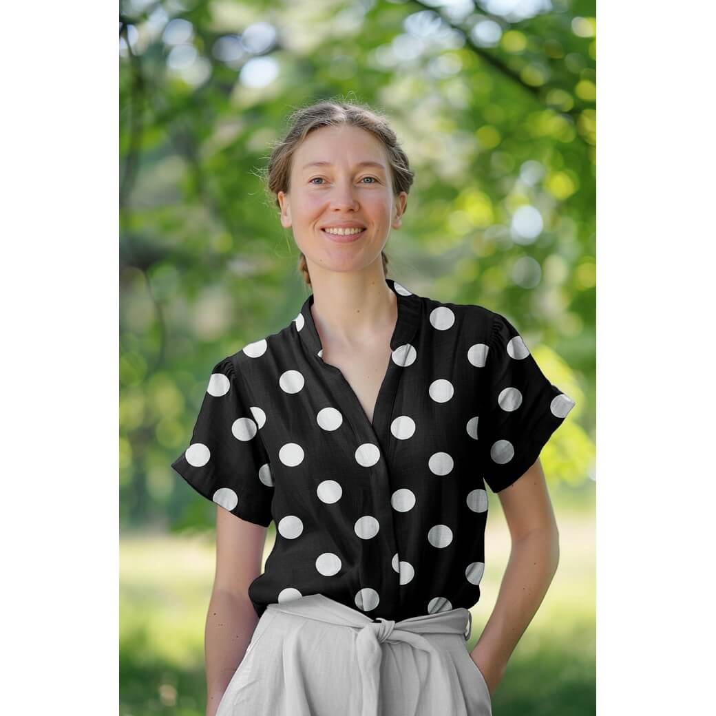 Viscose - Pois Noir Blanc-1 Viscose - Pois Noir Blanc-1