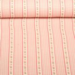 Gaze de coton - carreaux numériques bordure florale Rose Gaze de coton - carreaux numériques bordure florale Rose