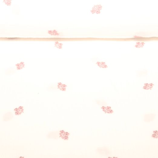 Gaze de coton - broderie fleurs Blanc Gaze de coton - broderie fleurs Blanc