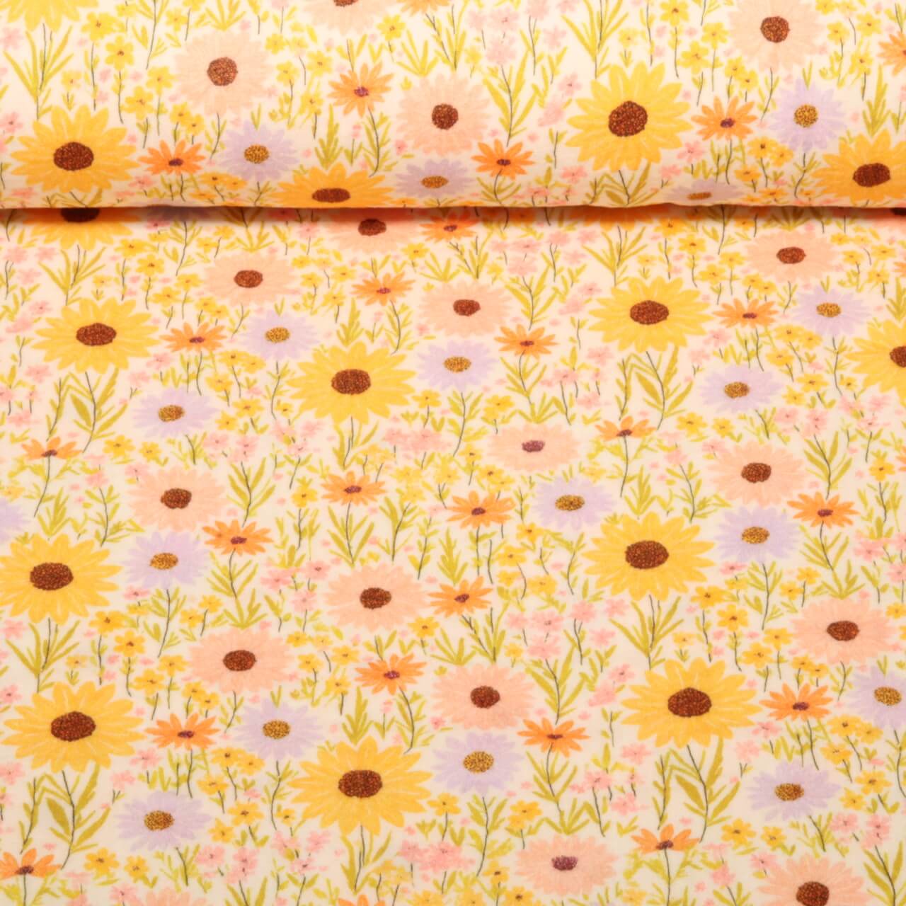 Musselin - Digital Sonnenblumen Gelb-0 Musselin - Digital Sonnenblumen Gelb-0