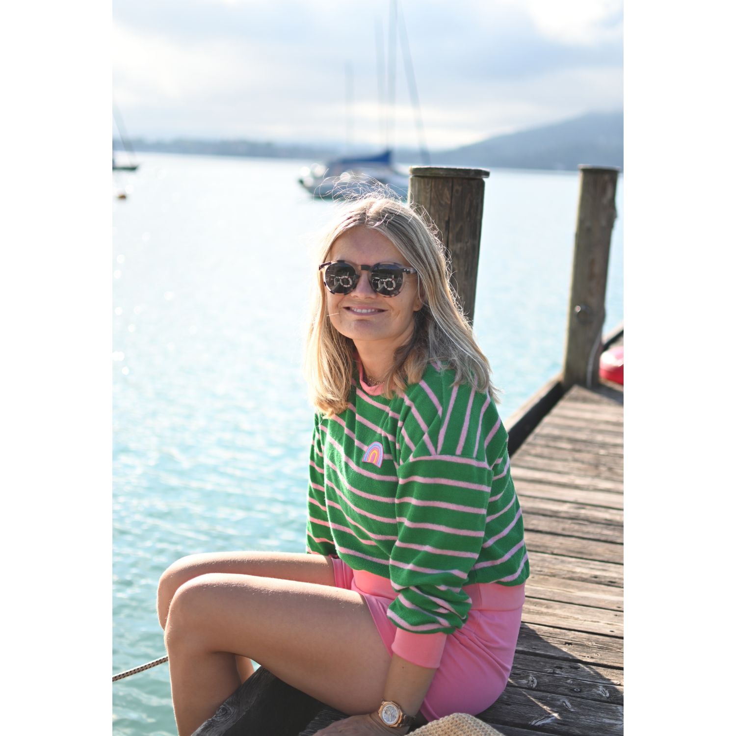 Jersey éponge - Hamburger Liebe rayures Vert Rose-2 Jersey éponge - Hamburger Liebe rayures Vert Rose-2