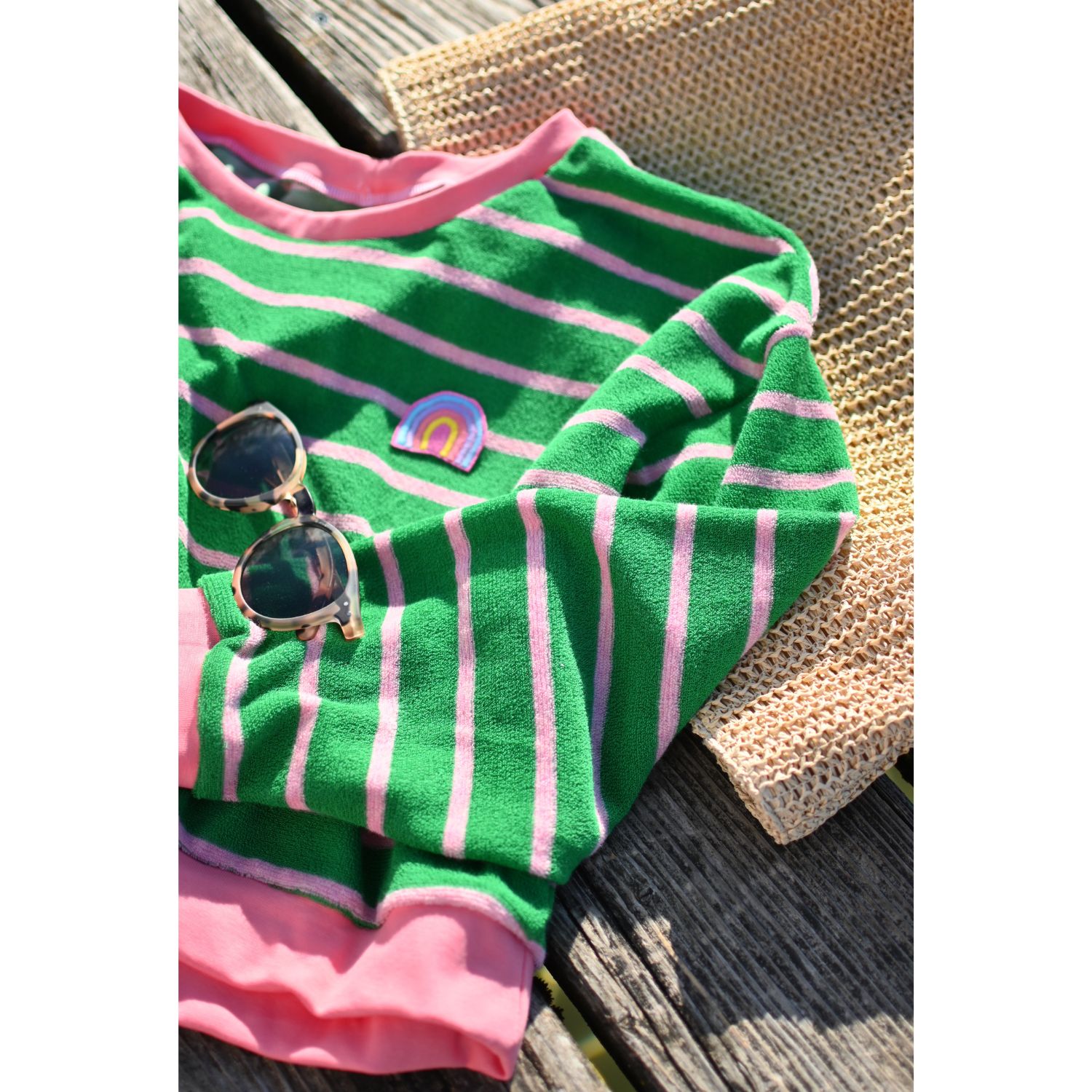Jersey éponge - Hamburger Liebe rayures Vert Rose-1 Jersey éponge - Hamburger Liebe rayures Vert Rose-1