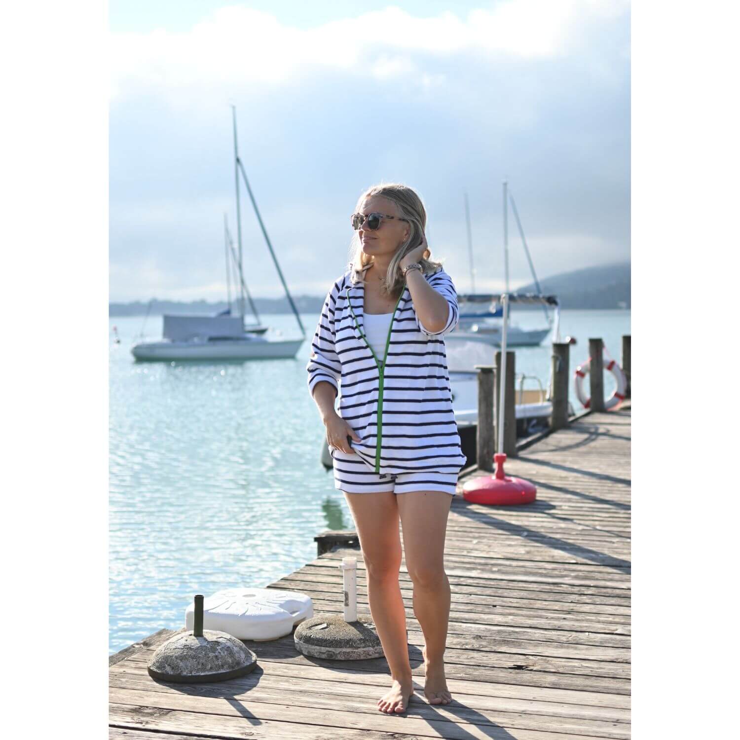 Jersey éponge - Hamburger Liebe rayures Bleu marine-1 Jersey éponge - Hamburger Liebe rayures Bleu marine-1