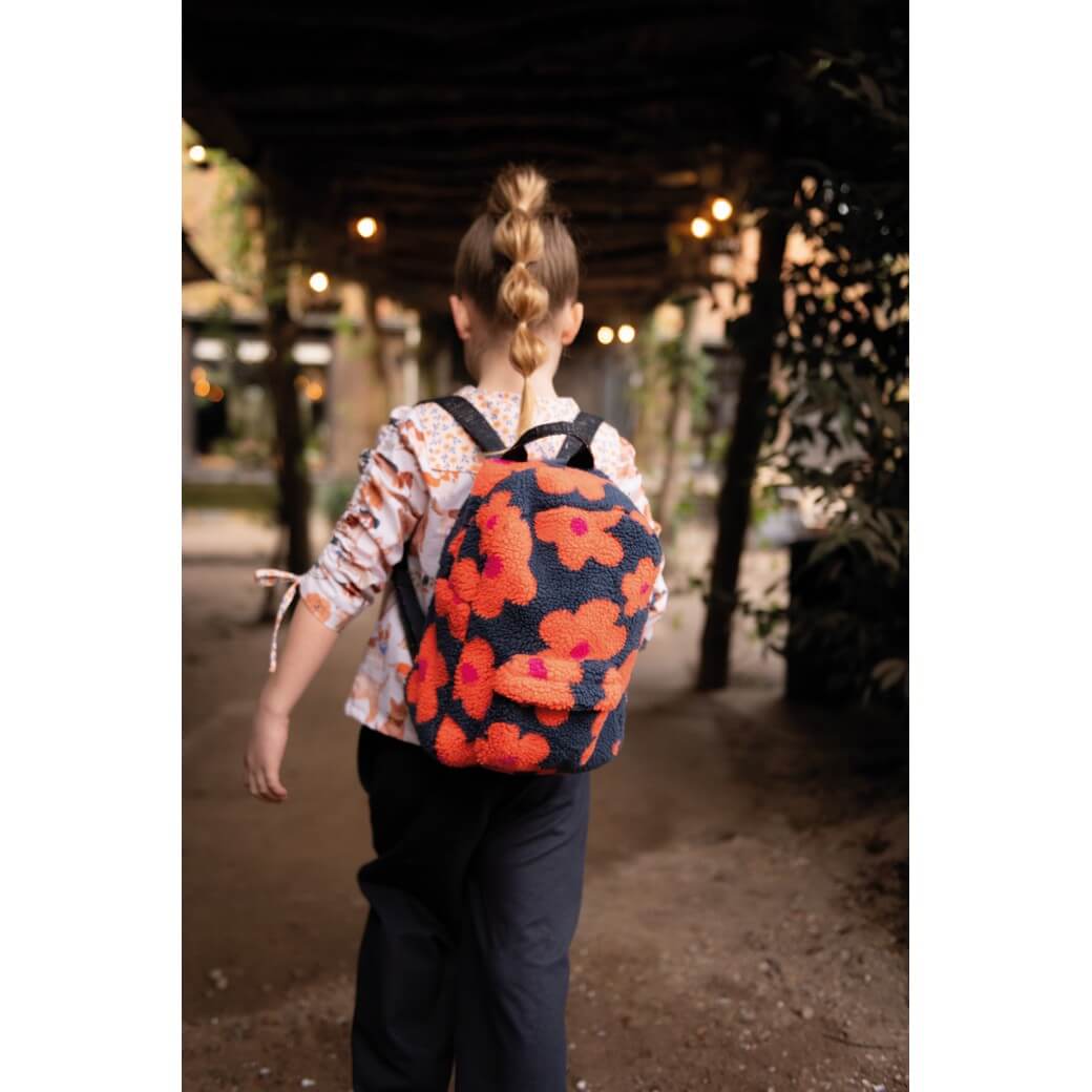 Polaire teddy - Fleurs Bleu marine-1 Polaire teddy - Fleurs Bleu marine-1