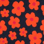 Teddyfleece - Blumen Navy Orange