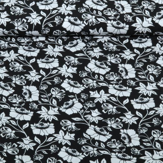 Viskose - Digital Blumen Schwarz Ecovero™ Viskose - Digital Blumen Schwarz Ecovero™