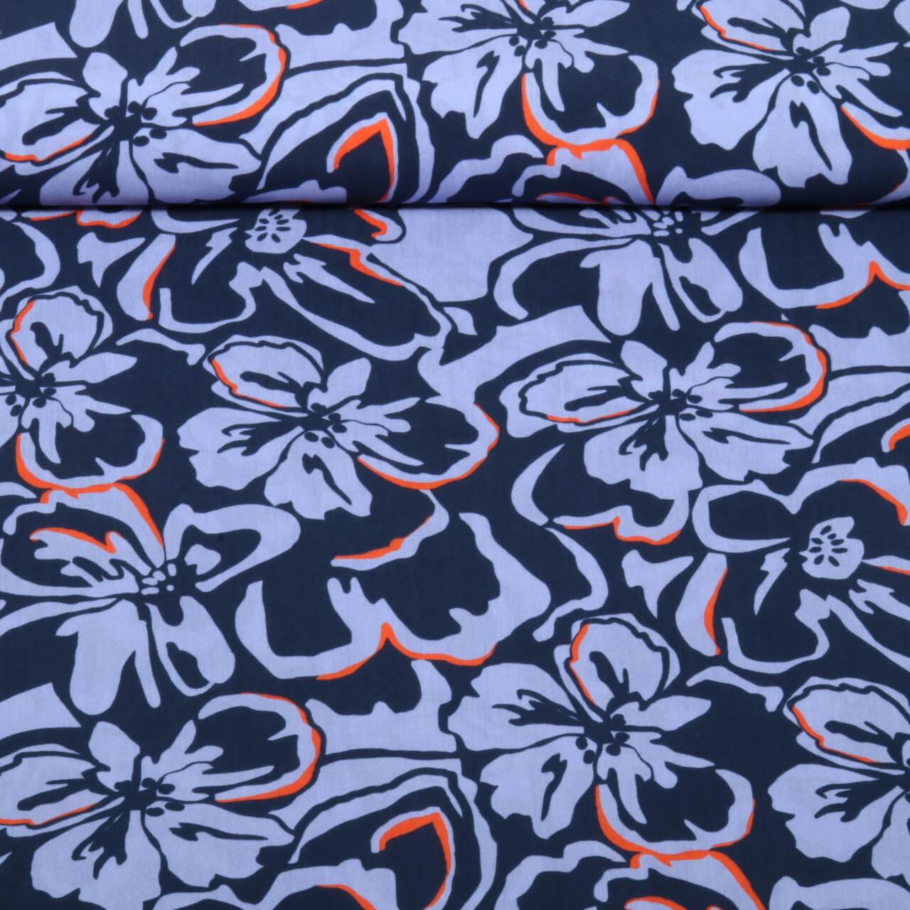 Viskose - Digital Blüten Navy Ecovero™-0 Viskose - Digital Blüten Navy Ecovero™-0