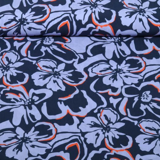 Viskose - Digital Blüten Navy Ecovero™ Viskose - Digital Blüten Navy Ecovero™