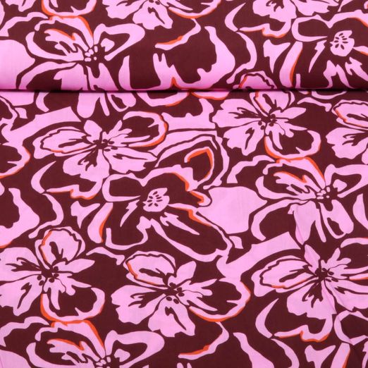 Viskose - Digital Blüten Bordeaux Ecovero™ Viskose - Digital Blüten Bordeaux Ecovero™