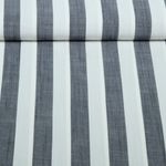 Viskose - Blockstreifen 25mm Ecru Blau Garngefärbt Viskose - Blockstreifen 25mm Ecru Blau Garngefärbt