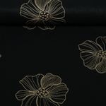 Viscose Lin - Broderie Fleurs Noir Viscose Lin - Broderie Fleurs Noir