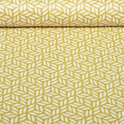 Coton enduit - Feuilles abstraites Jaune ocre Coton enduit - Feuilles abstraites Jaune ocre