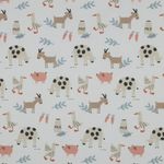 Popelín de algodón ecológico - animales de granja blanco