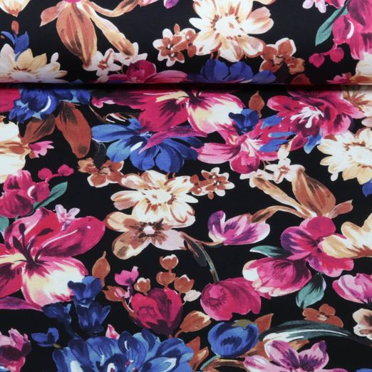 Sweat d'été - French Terry Fleurs Noir Sweat d'été - French Terry Fleurs Noir