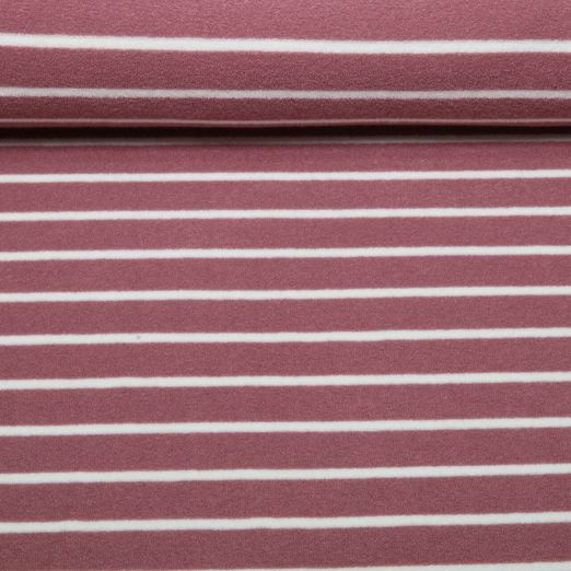 Jersey éponge - rayures Mauve Ecru Jersey éponge - rayures Mauve Ecru
