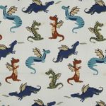 Baumwoll-Popeline - Drachen Weiß Baumwoll-Popeline - Drachen Weiß