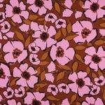 Raso di cotone - Fiori rosa caramello