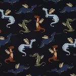 Baumwoll-Popeline - Drachen Navy Baumwoll-Popeline - Drachen Navy