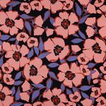 Katoensatijn - Blossoms Navy Salmon Katoensatijn - Blossoms Navy Salmon