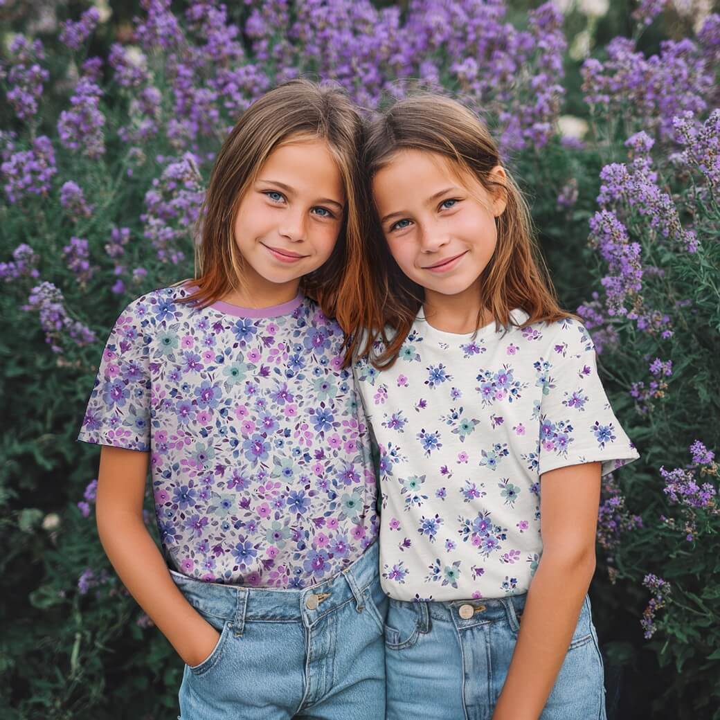 Jersey - Impression numérique Petites fleurs Ecru Violette-1 Jersey - Impression numérique Petites fleurs Ecru Violette-1