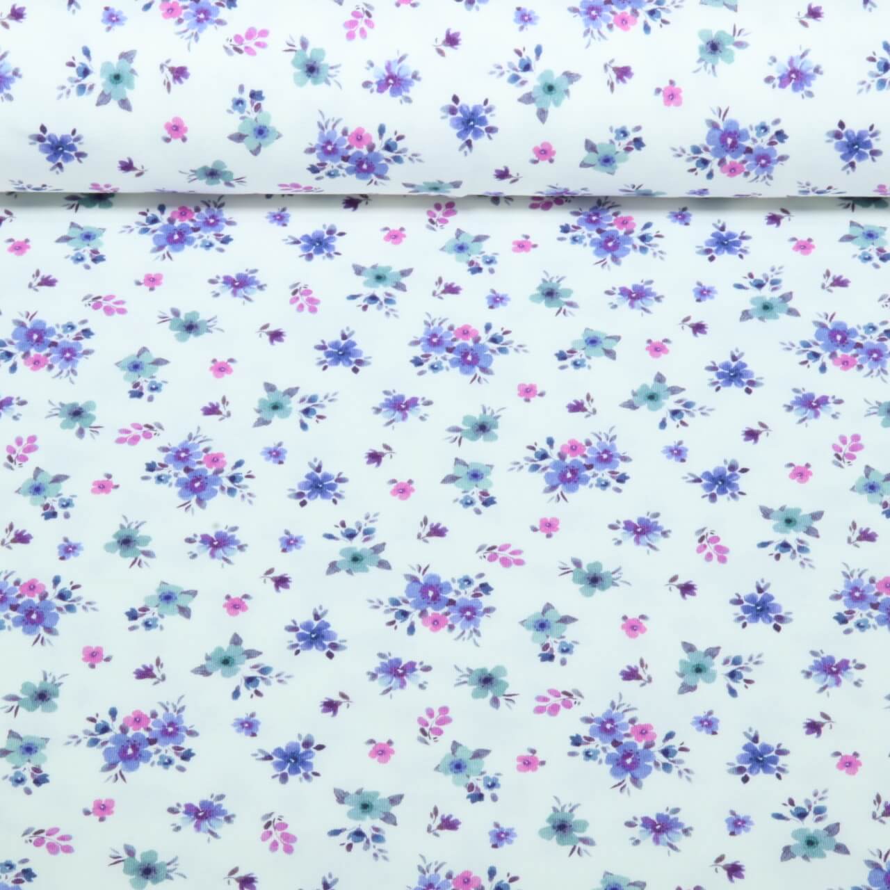 Jersey - Impression numérique Petites fleurs Ecru Violette-0 Jersey - Impression numérique Petites fleurs Ecru Violette-0