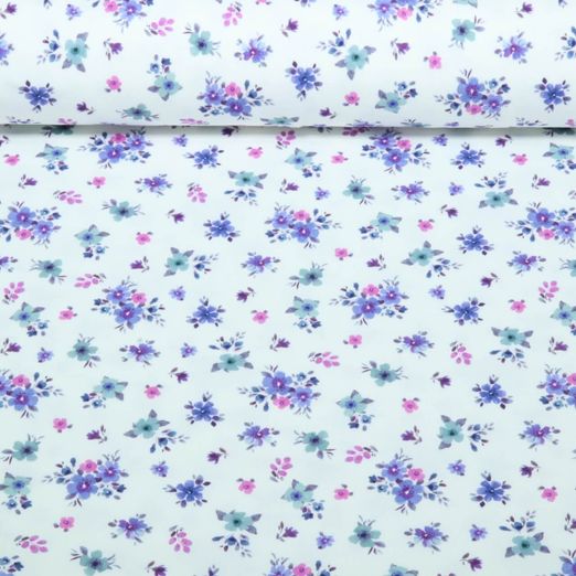 Jersey - Impression numérique Petites fleurs Ecru Violette Jersey - Impression numérique Petites fleurs Ecru Violette