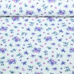 Jersey - Impression numérique Petites fleurs Ecru Violette