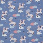 Popeline katoen - Eenhoorns blauw