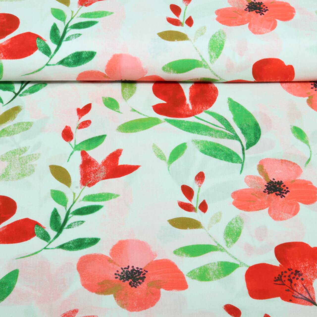 Viscose - Impression numérique Blanc Rouge-0 Viscose - Impression numérique Blanc Rouge-0