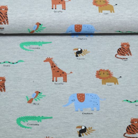 Jersey - Animaux sauvages Gris clair Mélange Jersey - Animaux sauvages Gris clair Mélange