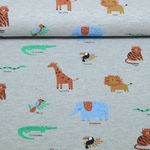 Jersey - Wilde Tiere Hellgrau Melange Jersey - Wilde Tiere Hellgrau Melange