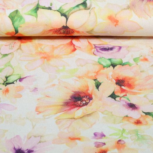 Tricot viscose - Impression numérique fleurs aquarelles Multicolore