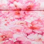 Tricot viscose - Impression numérique de fleurs aquarelles Multicolore Rose