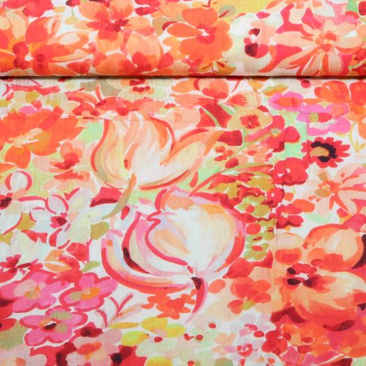 Blusen- & Kleiderstoff - Digital Blumen Crash Orange Blusen- & Kleiderstoff - Digital Blumen Crash Orange