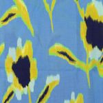 Tissu robes et blouses - Impression numérique fleurs Bleu jeans