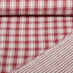 Musselin - Doubleface Karo Streifen Beige Rot Musselin - Doubleface Karo Streifen Beige Rot