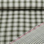 Musselin - Doubleface Karo Streifen Beige Khaki