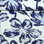 Viskoseleinen - Digital Große Blüten Beige Blau Viskoseleinen - Digital Große Blüten Beige Blau