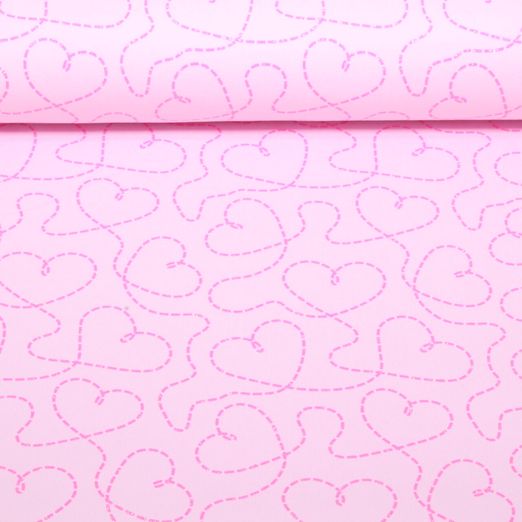 Sweat d'été - French Terry coeurs pailletés Rose
