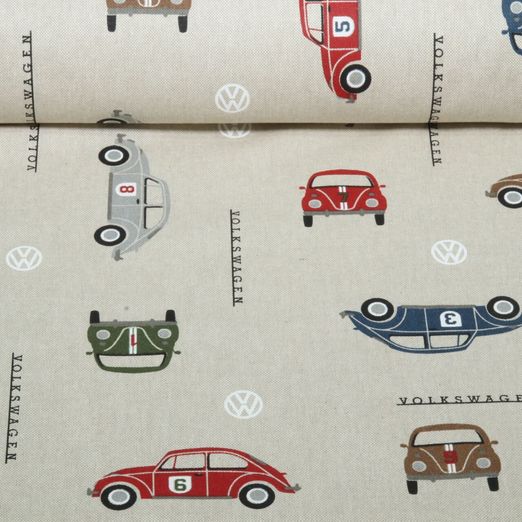 Toile canevas - VW Beetle Racing Beige Multicolore aspect lin Toile canevas - VW Beetle Racing Beige Multicolore aspect lin