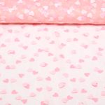 Softtüll - Flockprint Glitzerherzen Rosa