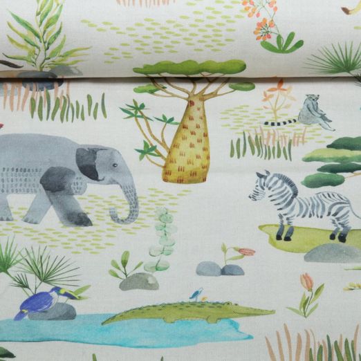 Toile canevas - Animaux numériques d'Afrique Beige