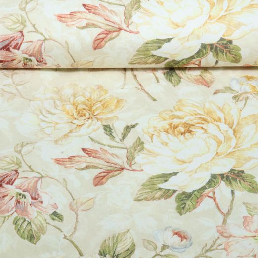 Toile canevas - Impression numérique Grandes fleurs Naturel Jaune Toile canevas - Impression numérique Grandes fleurs Naturel Jaune