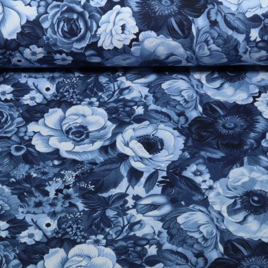 Toile canevas - Impression numérique roses bleu cobalt
